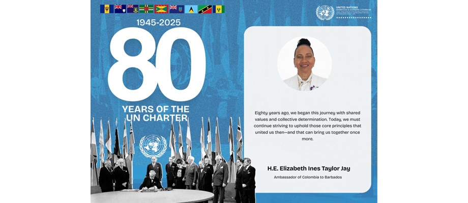 Embajadora de Colombia en Barbados, Elizabeth Taylor Jay, envió un mensaje a Naciones Unidas en sus 80 años 