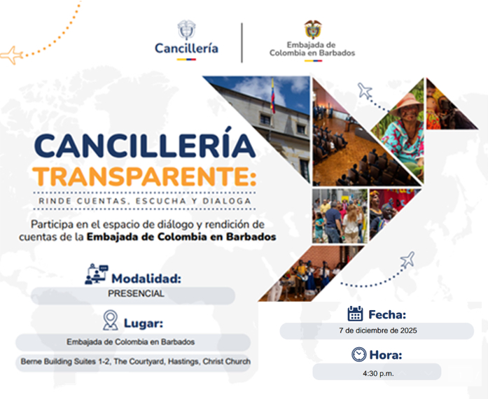 Embajada de Colombia en Barbados invita a su rendición de cuentas